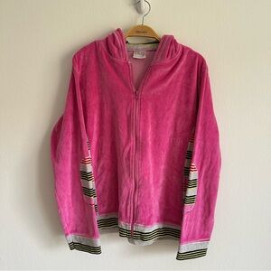 Vintage Y2K Sublime Sweatshirt Velvet Velour Track Suit Hoodie Zip Up Pink Grey